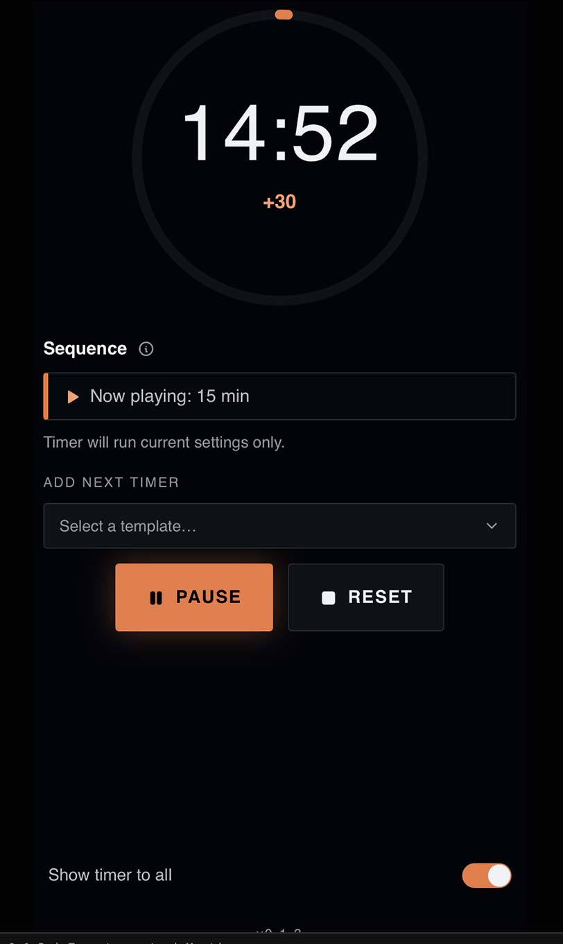 Timer running with a synced overlay
