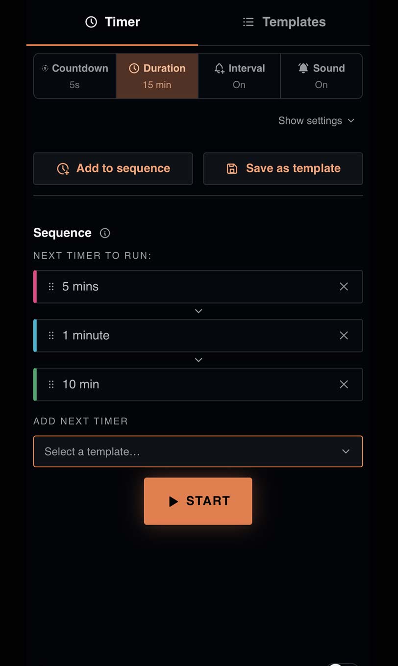 Sequence queue of upcoming timers