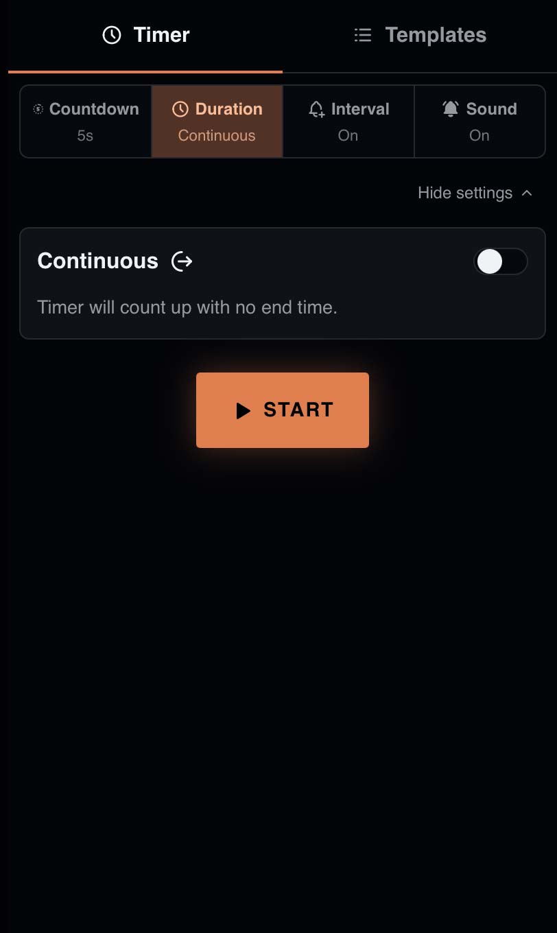 Continuous stopwatch mode